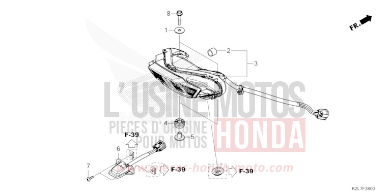 TAILLIGHT/LICENSE LIGHT for ADV 350 MAT CARNELIAN RED METALLIC (R384) from 2022